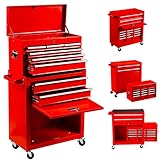 Nee 8-Drawer Tool Chest Tool Box,High Capacity Rolling Tool Chest Tool Storage Cabinet with 4 Wheels, 2 in 1 Large Toolbox Tool Organizer with Lockable Drawer,Garage,Workshop
