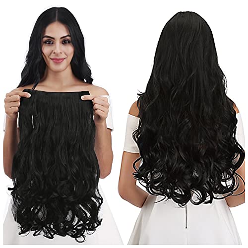 Image of Women Hair Extension Curly Wave Black 18 To 20 Inches Hairpiece With 5 BB Clip /Hair Extension for Women Party /Halloween /Christmas