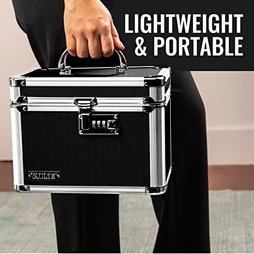 Vaultz Combination Lock Box - Pack Of 1-10 X 7.25 X 7.75 Inch Standard Safe With Key And Combo Lock For Important Documents, Medicine & Money - Black #TOP5