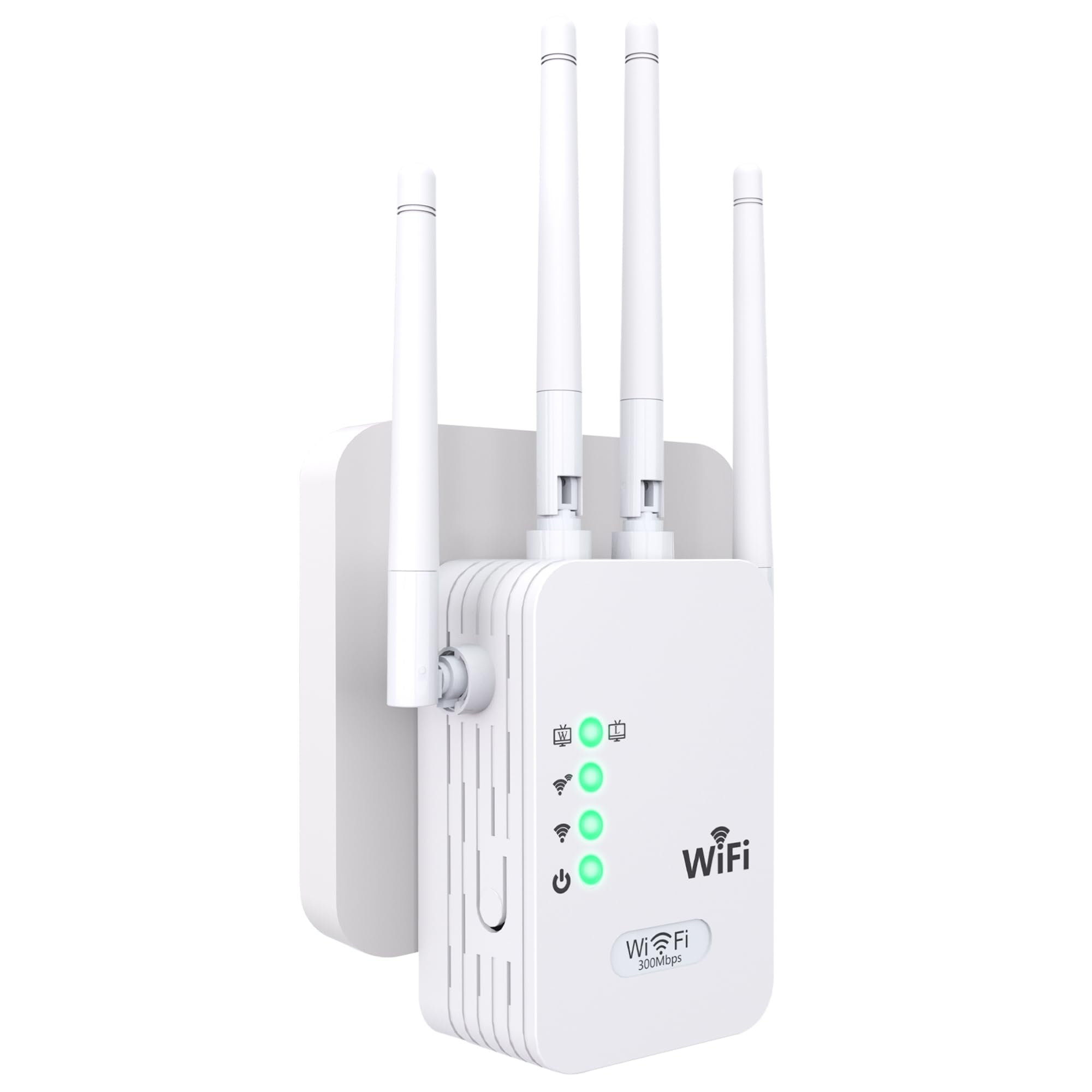WiFi Repeller 300Mbps 2.4GHz, WiFi Amplifier with 4 Antennas, 2 Modes (Repeater/AP Hotspot), Support Internet Box, WPS, Quick Installation for Home and Office