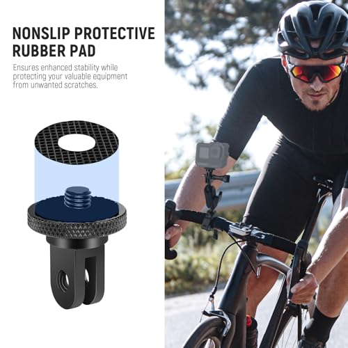Image of NEEWER Action Camera Tripod Mount Adapter with 1 /4 inch-20 Screw Aluminum Alloy Accessories Compatible with Insta360 X5 X4 X3 GoPro Hero 13 12 DJI Osmo Action 5 Pro 4 3 AKASO APEMAN, GP-81
