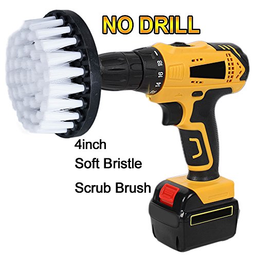 HIFROM Drill Brush - 4 inch Power Drill Attachment Soft Bristle White Quick