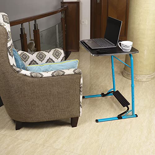 Image of Bade Large Size top Steel Wood 60 * 45 * 75 cm Multipurpose Laptop Table with footrest 5 Heights 3 Angles Adjustable, Study, Kids, Office and Dinning Table (Aqua Blue Color)