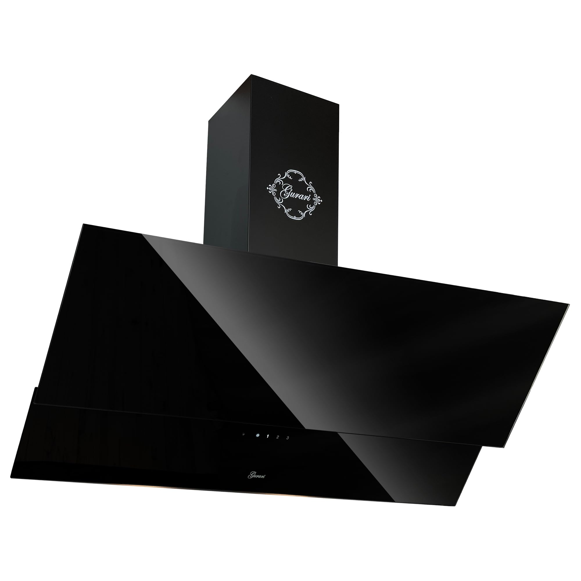 Gurari Dunstabzugshaube 80 cm kopffrei Schwarz Glas GCH 268.8 Abzugshaube Abluft/Umluft | EEK A | Sehr Saugstark 1000m³/h | TouchControl Wandhaube mit Fernbedienung, Timer, Randabsaugung