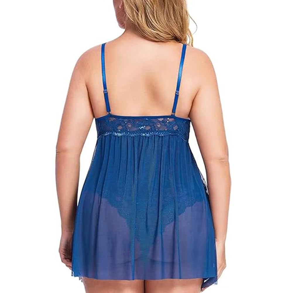 XHYRHTS Sexy Dessous Babydoll Plus Size Damen Chemise Nachthemden Spitze Negligee Unterwäsche Einteiler Nachtwäsche Nachthemd Damen Nachtwäsche