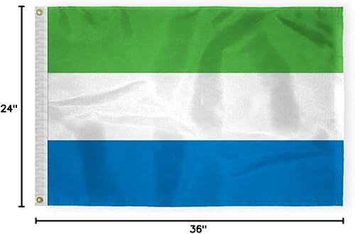 Miniatura 10 de AGAS - Bandera de cortesía de Sierra Leona de 12 x 18 pulgadas, mini bandera de Sierra Leona, de nailon pesado, ojales de latón con doble costura,