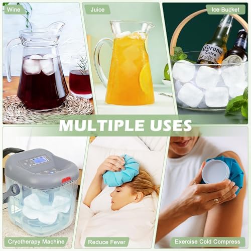 Extra Large Reusable Ice Cubes for Drinks(2” Square) - 12 Pack BPA-Free Plastic Ice Cube - Chills Drinks Without Diluting Suitable for Large Containers, Water Pitchers, Cold Therapy Devices - 5