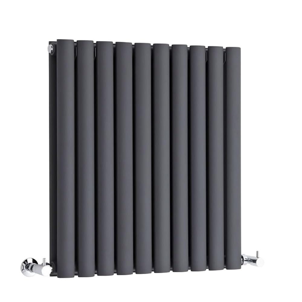 MILANO Anthracite Horizontal Double Oval Panel Radiator 595 x 595mm