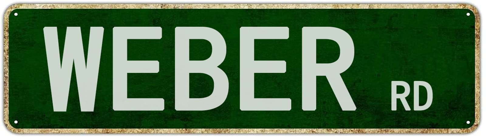 Weber Road Retro Tin Signs Aluminum Metal Sign Gift for Home Kitchen Outdoor Garden Yard Wall Barn Decor 4x16 Inch