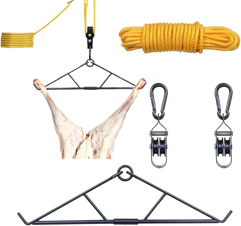 ETOYA Deer Hanger Gambrel Hoist for Skinning Max to 700LB Deer Hunting Game Hoist Pulley Lift System, Nylon PA Material for Hanging and Processing Deer Hog Goat