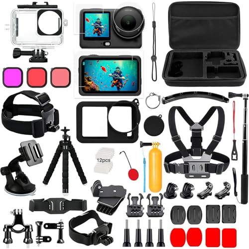 Zubehör für DJI Osmo Action 5 Pro/4/3 Saprdii wasserdichtes Gehäuse Displayschutzfolie Filter Tauch-Zubehör Fahrradhalterung Selfie Stick Halterungen für Brust/Kopf/Lenker