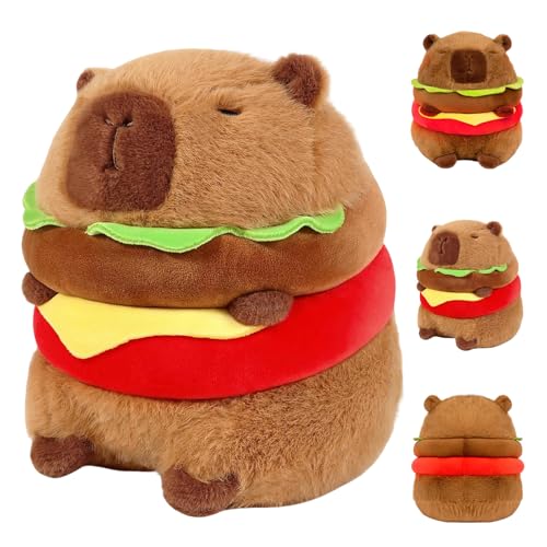 Saituo Home 25cm Hamburguesa Capibara Peluche, Capybara Kawaii Suave y Achuchable, Marrón Capybara Peluche, Simulación Capibara Suave de Felpa, Decoración del Hogar Navidad Carnaval Cumpleaños Regalo