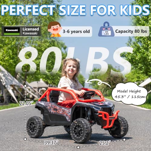 Image of NEWQIDA 24V Ride on Toys for Kids 3-6, Licensed Kawasaki KRX UTV, Red