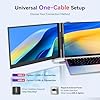 Triple extension d'écran d'ordinateur portable avec connexion à un câble – Moniteur ultra fin 15,3" IPS FHD 1080p léger pour ordinateurs portables de 15 à 19" Compatible avec Windows Mac Chrome