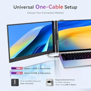 Triple extension d'écran d'ordinateur portable avec connexion à un câble – Moniteur ultra fin 15,3" IPS FHD 1080p léger pour ordinateurs portables de 15 à 19" Compatible avec Windows Mac Chrome