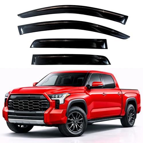 Image of KPY Rain Guards Fit for 2022-2026 Toyota Tundra Crewmax, Out-Channel Window Visors Vent Wind Deflectors 4PC, Truck Accessories for 22-26 Tundra Crewmax (Full-Size Cabs)