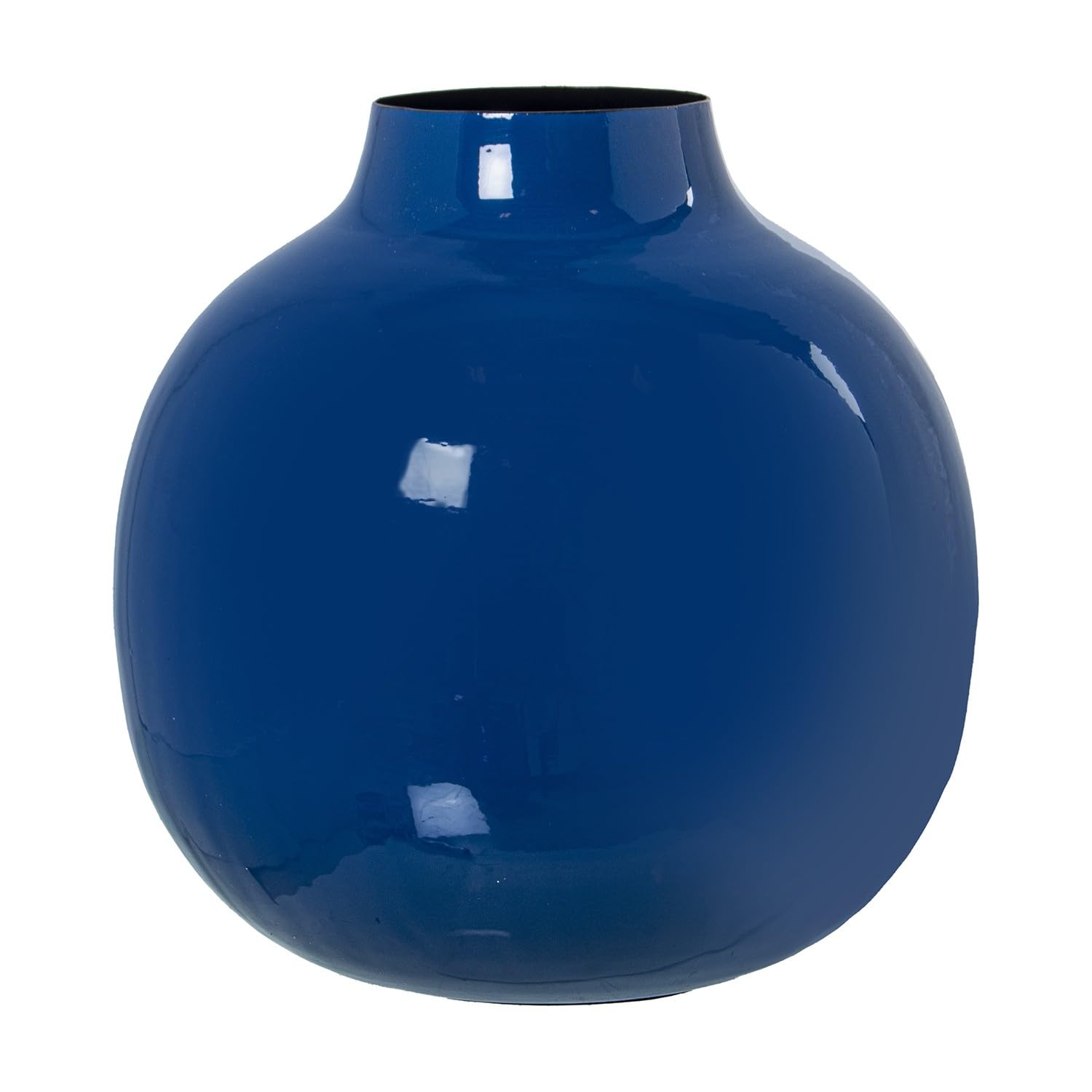 Vase en métal émaillé bleu 21cm incassable pour centre de table chic