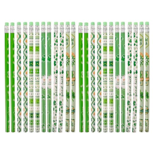 DIYEAH Pack of 24 St. Patrick's Day Pencils, Green Clover Wooden Pencils, Irish Pencils with Eraser for St Patrick's Day Party Favors DIYEAH Pack of 24 St. Patrick's Day Pencils, Green Clover Wooden Pencils, Irish Pencils with Eraser for St Patrick's Day Party Favors