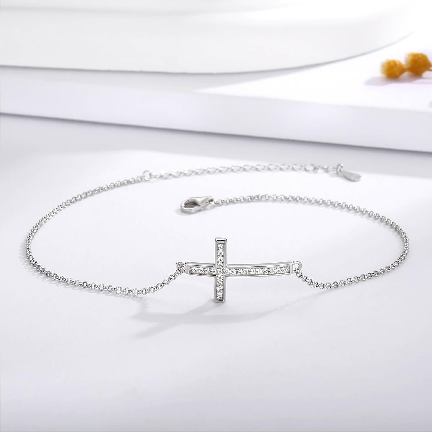 Sariel Cross Anklets for Women 925 Sterling Silver Adjustable Faith Ankle Bracelets 9+2 Inch - Image 3