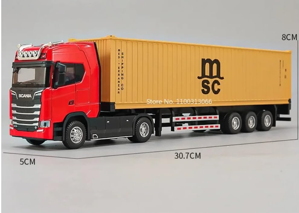 Image of 1 /50 Diecast Truck Toy Car Model Removable Transport Container Lorry Vehicle with Light Pull Back Toy Boys (Yello&Blue)