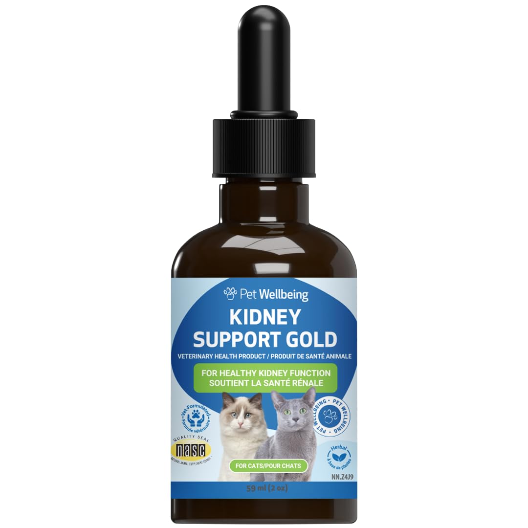 Pet Wellbeing Kidney Support Gold for Cats Natural Support for Feline Kidney Health 2Oz (59Ml)