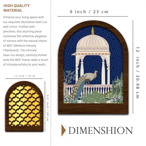 Image of MDF Jharokha Wall Mirror for Home Decor | Traditional Decorative Wall Hanging Jharokha Mirror | Premium Mirrors for Living Room Bedroom Set of 6 (9x12 inch & 7.5x9.5 inch)