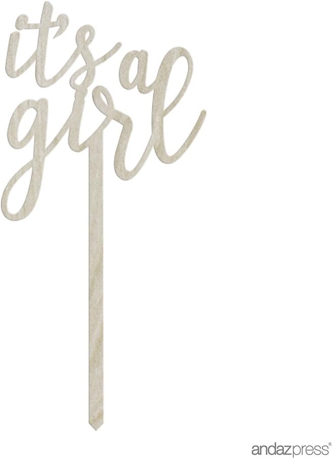 Andaz Press Baby Shower Wood Cake Toppers, It's A Girl, 1-Pack