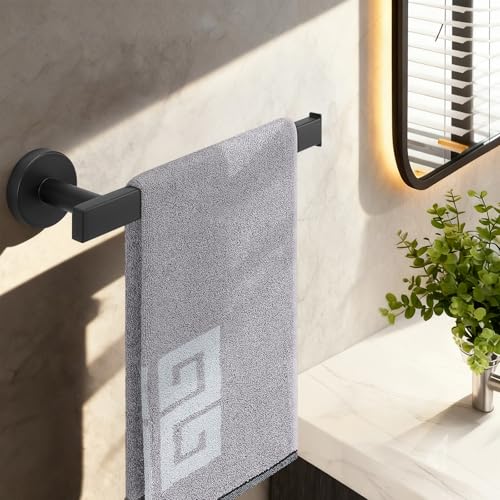 Image of NearMoon Square Hand Towel Holder /Towel Ring, Premium SUS304 Stainless Steel Hand Towel Bar Rustproof Wall Mounted Towel Rack for Bathroom /Kitchen, Contemporary Style Bath Accessory (Matte Black)