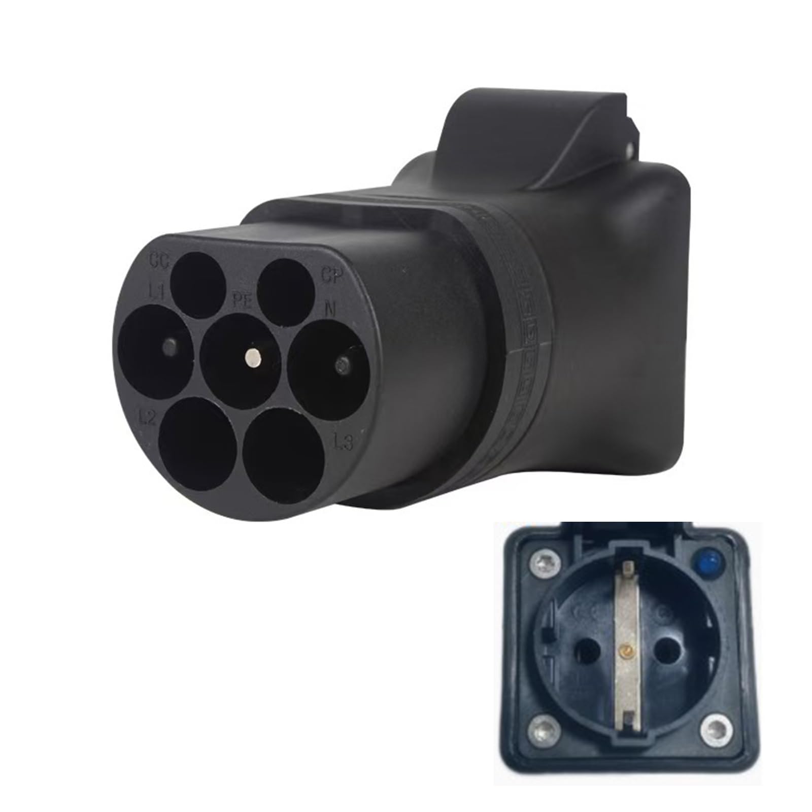 Adattatore Tipo2 a Schuko, 3500W 16A 220V Tipo 2 a Presa Schuko Adattatore Ricarica EV per Caricare Biciclette Elettriche Scooter Moto Elettriche Presso Le EV Stazioni Ricarica (con spia luminosa)