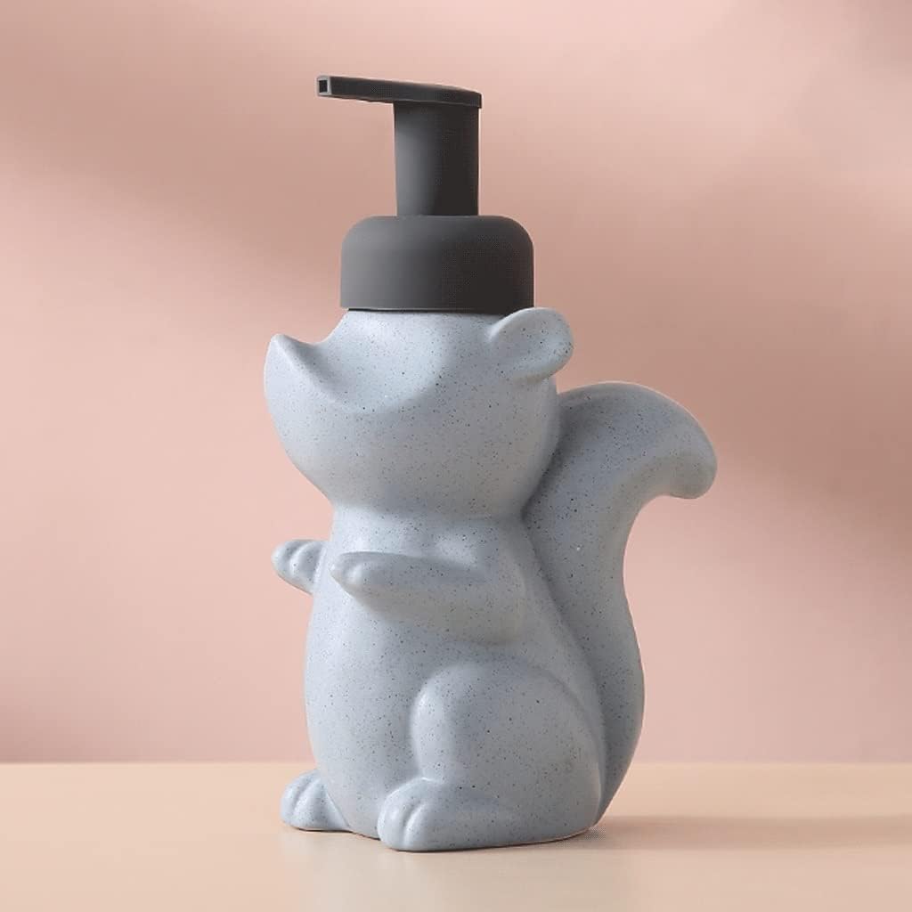 Soap Dispenser Soap Dispenser, Ceramic Pump Bottle Cute Squirrel Shaped Foam Lotion Dispenser,for Bathroom Kitchen Office 510ml / 17.2 Oz Reusable