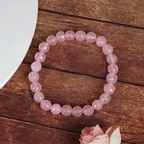 Image of Reiki Crystal Products Certified Natural Crystal Stone 8 mm Faceted /Diamond Cut Beads Bracelet for Men & Women | Reiki Charged Gemstone Bracelet | Multiple Crystal Variants Available