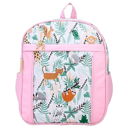 Mochila Maternidade Escola Creche Infantil Baby Jungle Animais Safari - Espera Feliz (Rosa)
