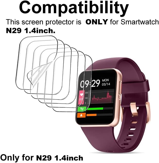 Miniatura 2 de smaate Protector de pantalla compatible con GRV, ZOSKVEE, HolaDream InxFit N29 de 1.4 pulgadas, TPU suave, paquete de 6, auto-reparable de burbujas,