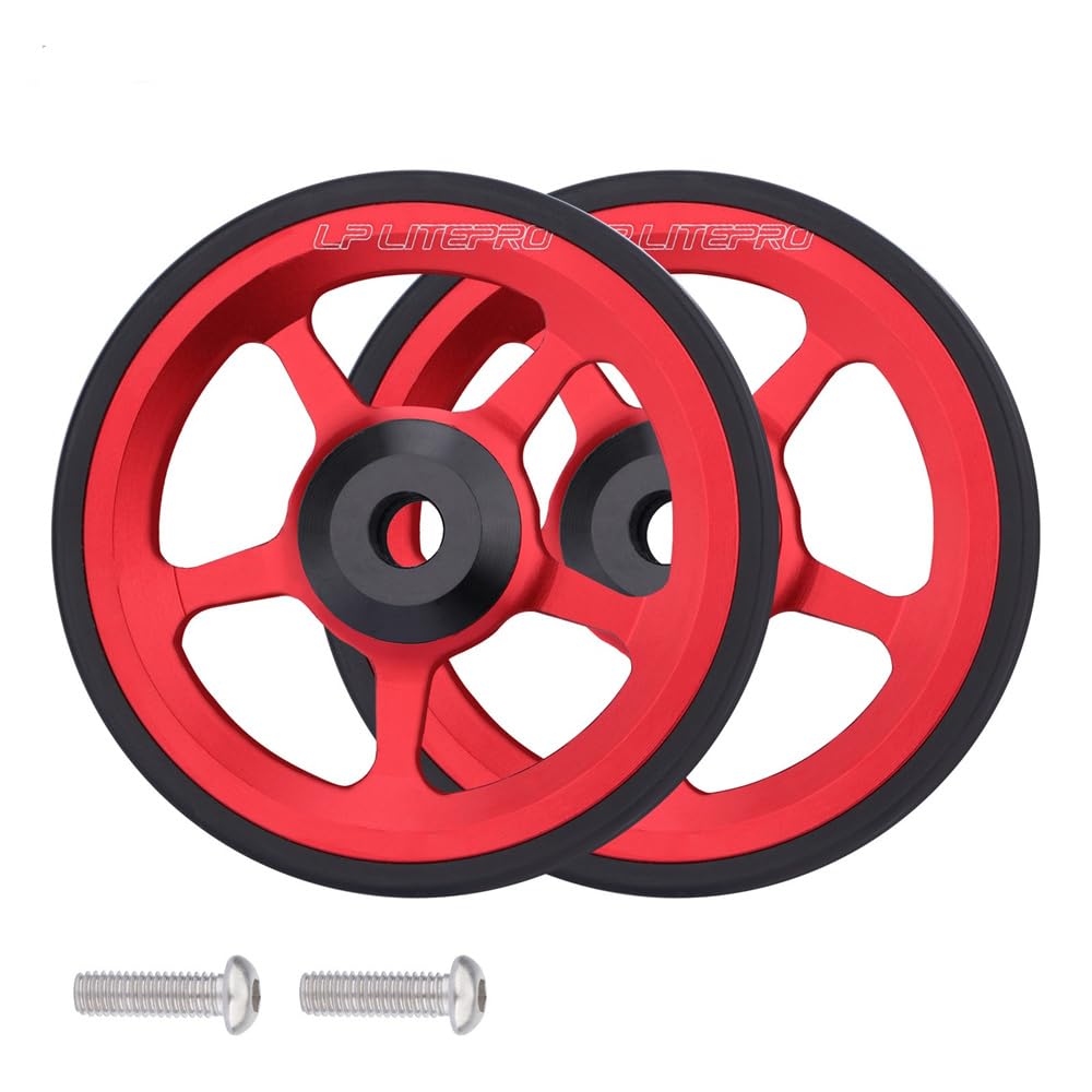 Roues Easy Wheel 60mm Pour Vélo Pliable – Alliage Alu + Caoutchouc, Roulement Intégré, Compatible Brompton/3Sixty, Lot 2