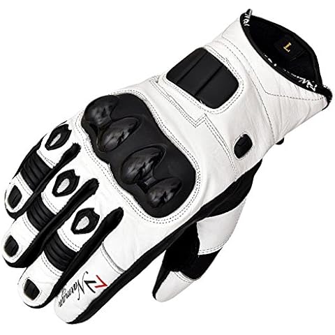 NORMAN White Short Leather Motorbike Gloves Cover