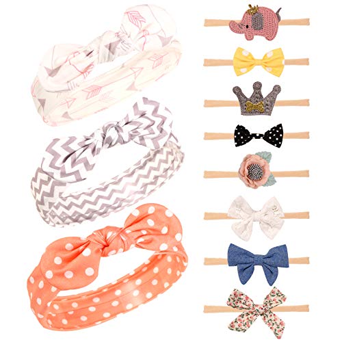 Baby Girl Headbands and Bows, Super Stretchy Nylon Hairbands, Gentle Hair Accessories for Newborn Infant Toddler
