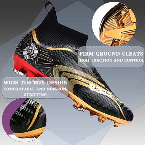 Maylrvjv Soccer Soccer Mens High-Top Ankle: Soccer Cleats for Boys Comfortable Breathable Youth's Football Boots Outdoor Turf Firm Ground Cleats,White3