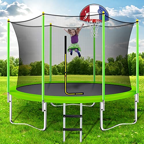Merax 10FT Trampoline with Safety Enclosure Net, Basketball Hoop and Ladder - 660LB ASTM BV Certificated – Basketball Trampoline