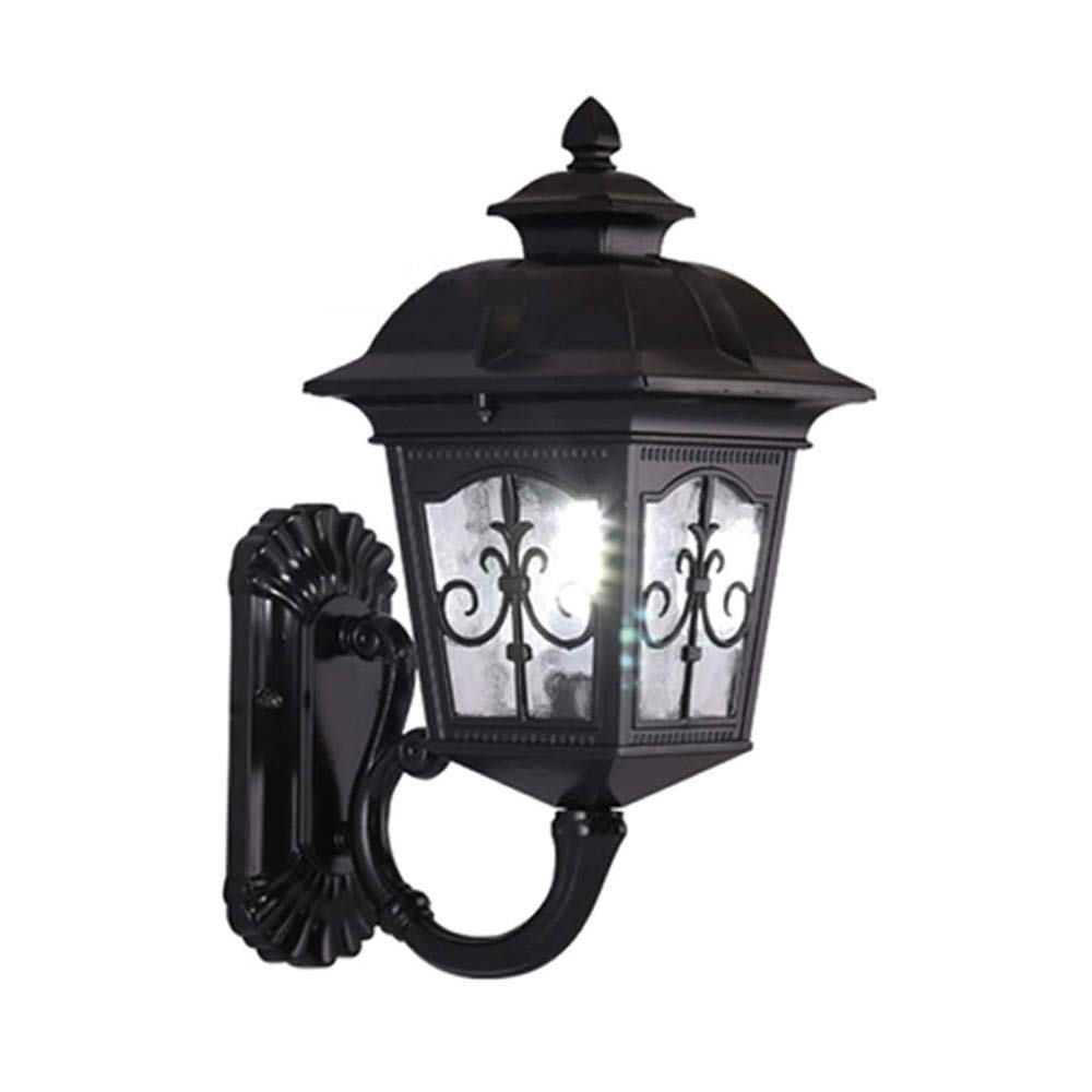 VDOQTLJT Retro European Aluminum Waterproof Outdoor Led Upside Down Wall Lamps Traditional Victorian Glass Lanterns Sconce E27 Garden Terrace Decor Rainproof Indoor Lights Needed