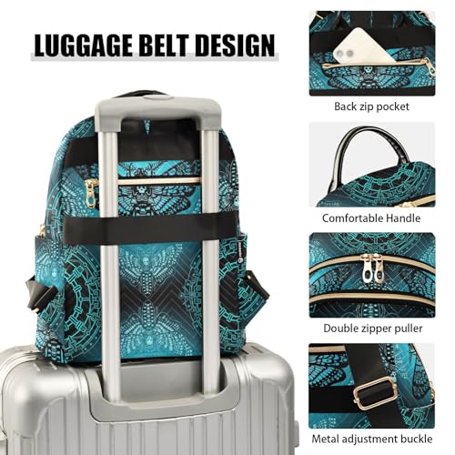 Image of Mini Backpack Gothic Moth Skull Mystical Circle Fashion Backpack Purse for Women,Handbag Shoulder Bag Casual Daypack, Ladies Gift for College Work (S)