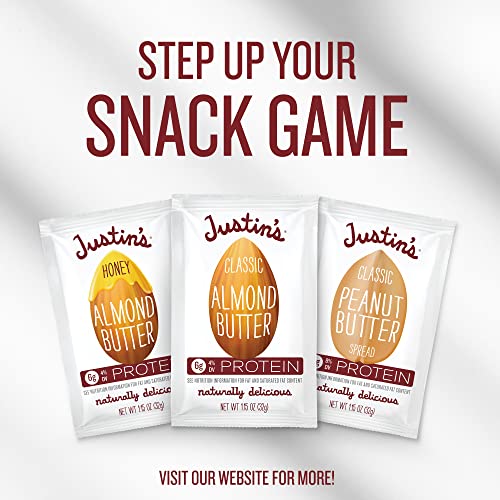 Image of JUSTIN'S Classic Gluten-Free Peanut Butter Spread Squeeze Packs, 1.15 Ounce (60 Pack)