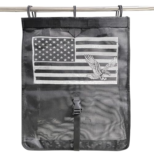 Image of Universal ATV UTV Trash Sack Storage Bag Trash Sack Mesh Large Trash Bag Boat Trash Bag Portable Boat Trash Can Sandbar RV or Camping(American Flag)