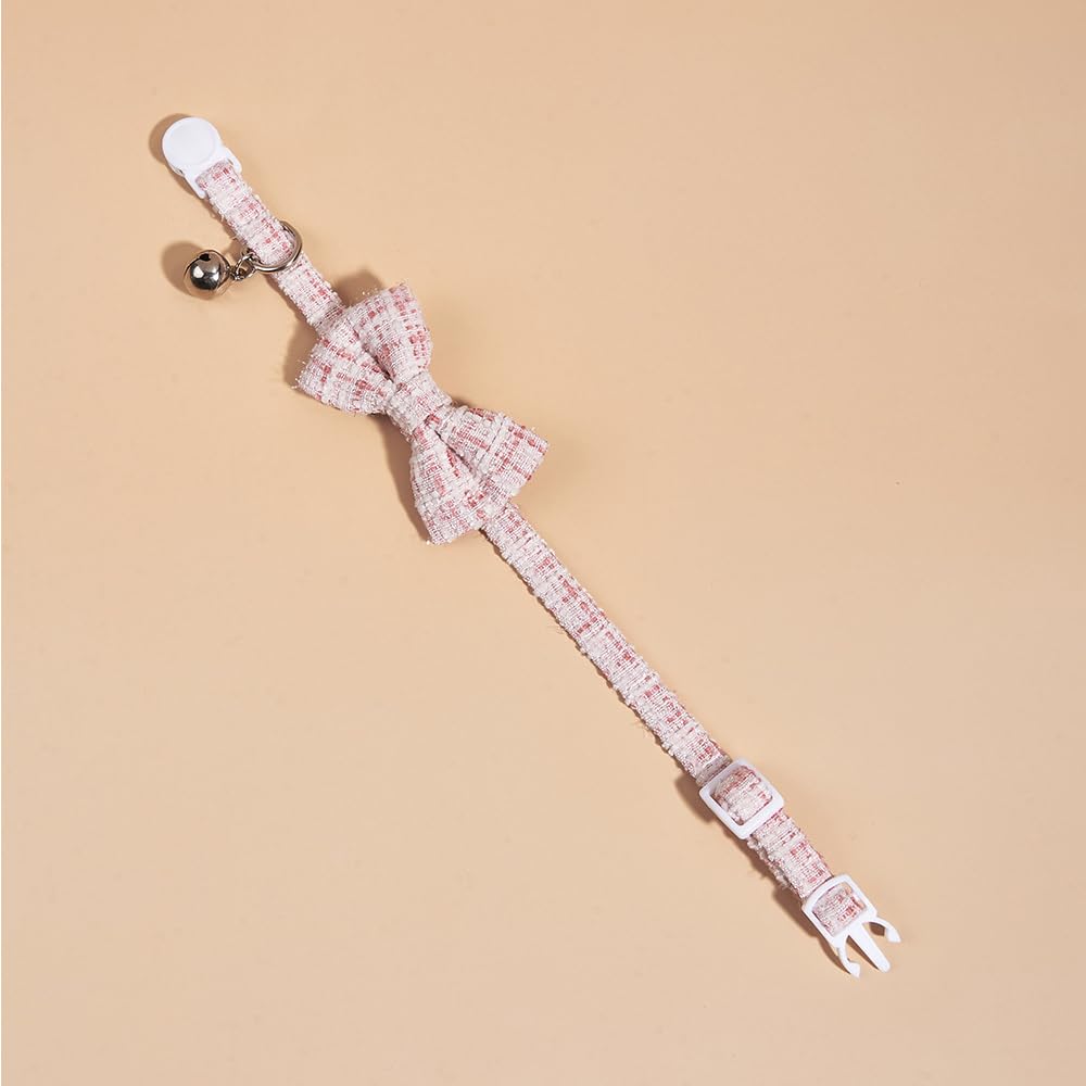 FUNAT Checkered Cat Collar, Pet Tie Safety Buckle Bow Decoration, Detachable Collar Suitable for Cats With Bells - Image 3