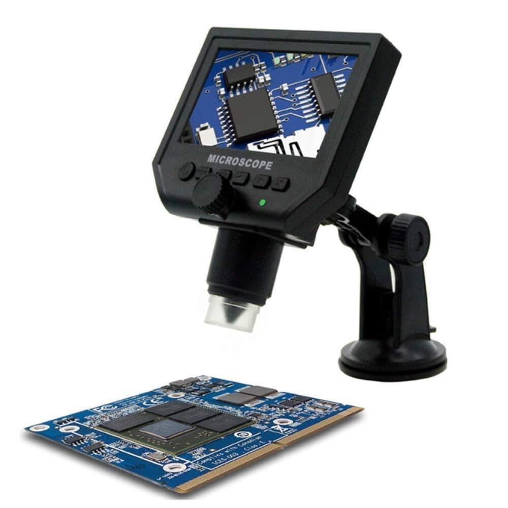 ASerZenith Lcd Digital Microscope 50X-1000X Magnification, 4.3-Inch 1080P Handheld Camera, 8 Led Lights, Rechargeable, With Card And Slides For Kids & Adults
