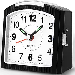 Neucox Alarm Clocks Bedside Bedroom Clock Non Ticking Silent Analogue Alarm Clock Battery Powered Small Travel Clock Simple Desk Clock Quiet Table Clock with Light Snooze for Heavy Sleepers Office