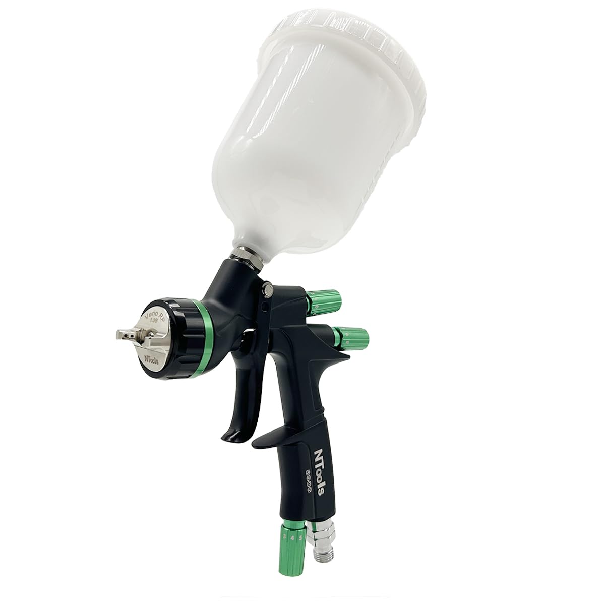 HVLP Pistola pulverizadora de aire profesional con alimentación por gravedad, boquilla de 1.3mm con taza de plástico de 600cc, pistola pulverizadora para pintura y barniz de automóviles
