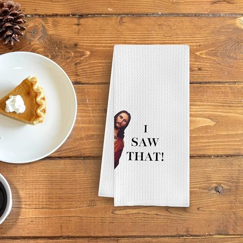 Funny Christian Decorative Hand Towels, i Saw That Dish Towels for Bathroom & Kitchen, 16x24 Inches