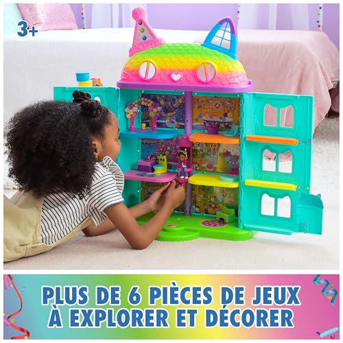 Gabby et la Maison Magique - Gabby Dollhouse - Maison de Poupée Interactive Avec 1 Figurine + 15 Accessoires - Thème Fête - Jouet Gabby Et La Maison Magique - Gabby Chat - Jouet Enfant 3 Ans +