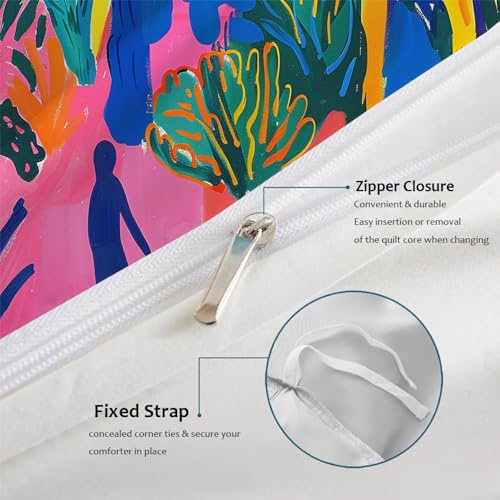 Ensemble de literie luxe microfibre 135x200 cm motif plante multicolore