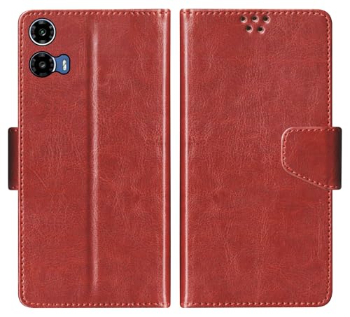 Image of SBMS Flip Cover for Motorola Moto G34 5G / Moto G45 5G 6.5-Inch Back Cover Case with Magnatic Closure | Inbuilt Stand | Card & Money Pocket (Brown)